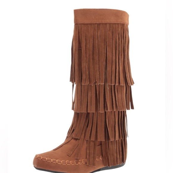 Yoki Shoes - Mudd-55 Brown Fringe Moccasin Boots